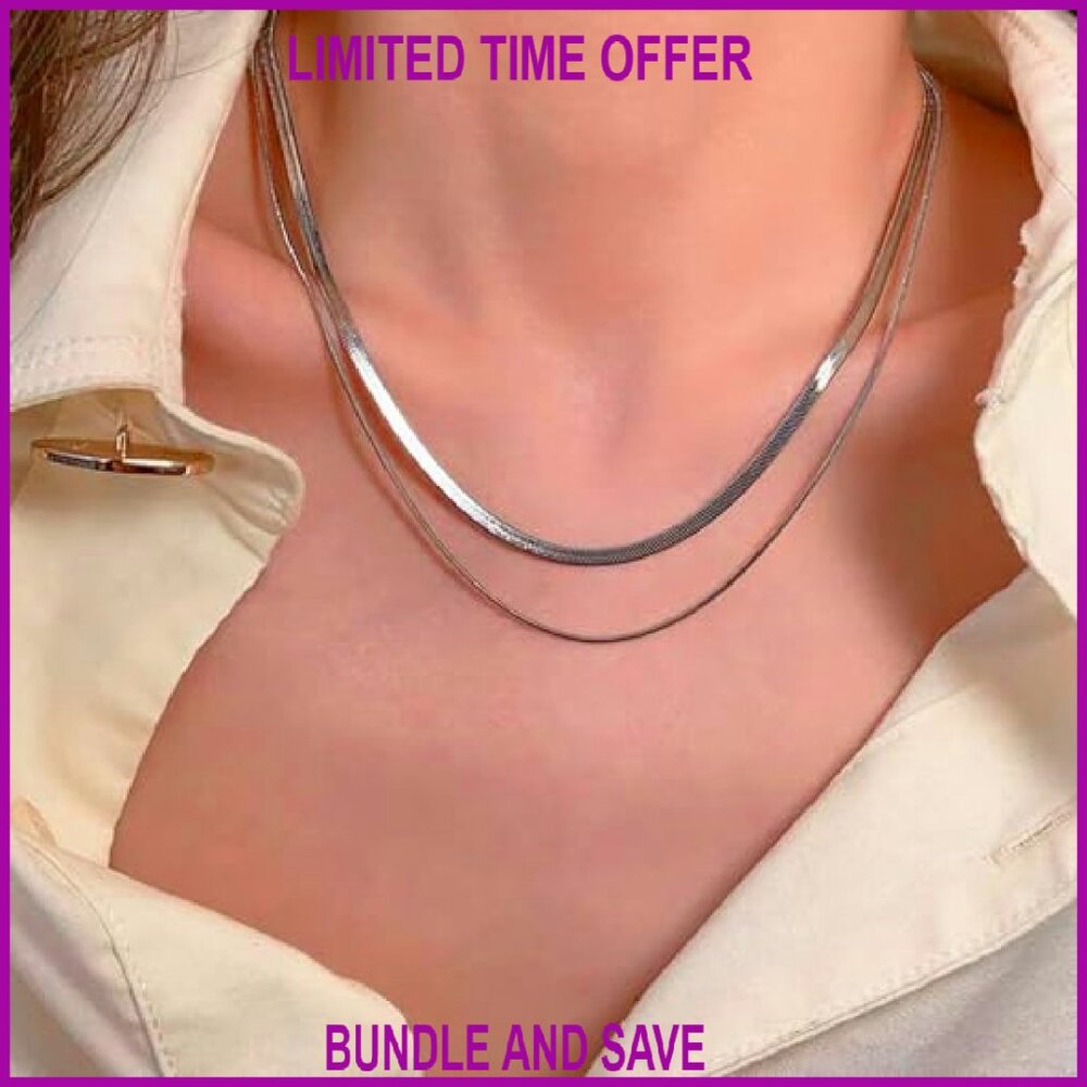 18k Gold Plated Stackable Necklace Set, Stainless… - image 6